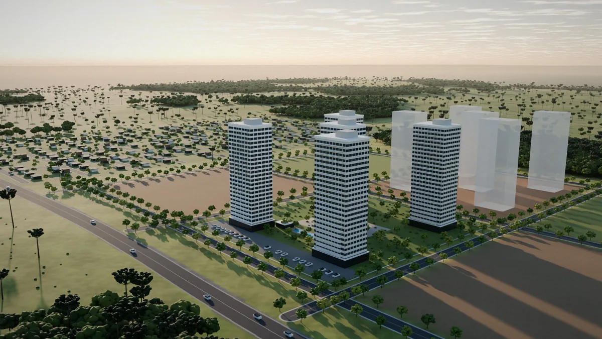 Imagem simulada: torres residenciais da unidade vendida