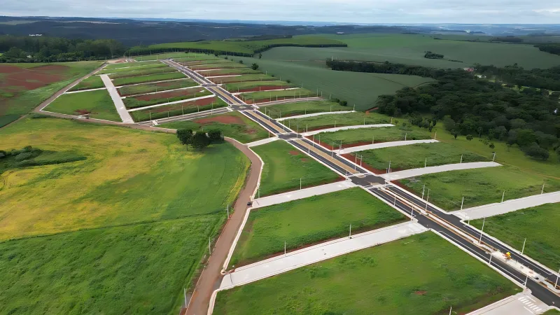 Traçado viário e quadras vistos de cima