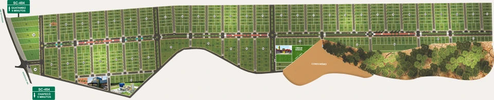 Planta ilustrativa de implantação do Bairro Parque Ville Bodanese